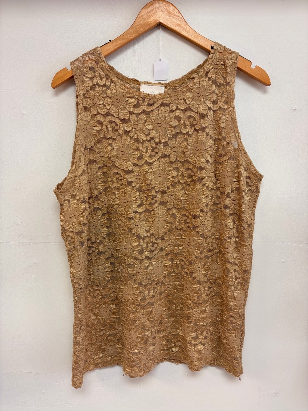 Vintage 80s/90s Solange gold floral lace tank top